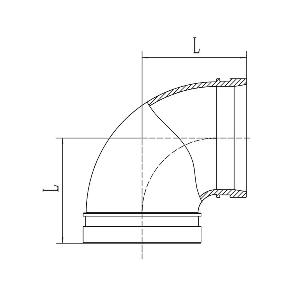 Rowkowane kolano 90°